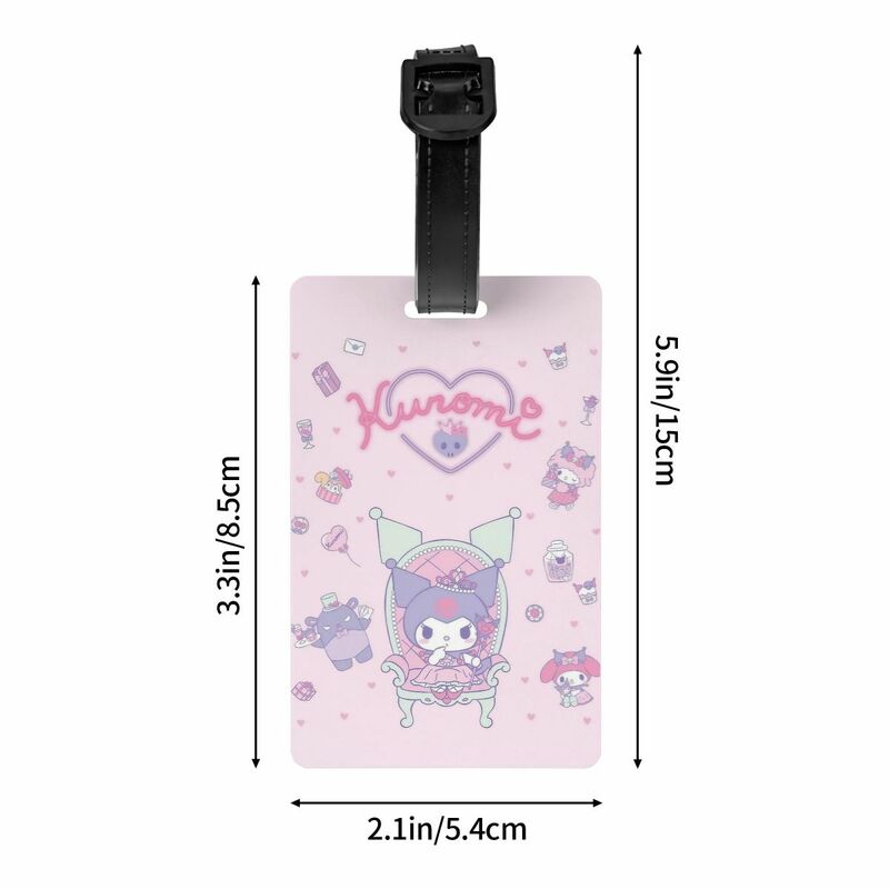 Kuromi Luggage Tag Cute Cartoon Suitcase Baggage Privacy Cover Name ID Card