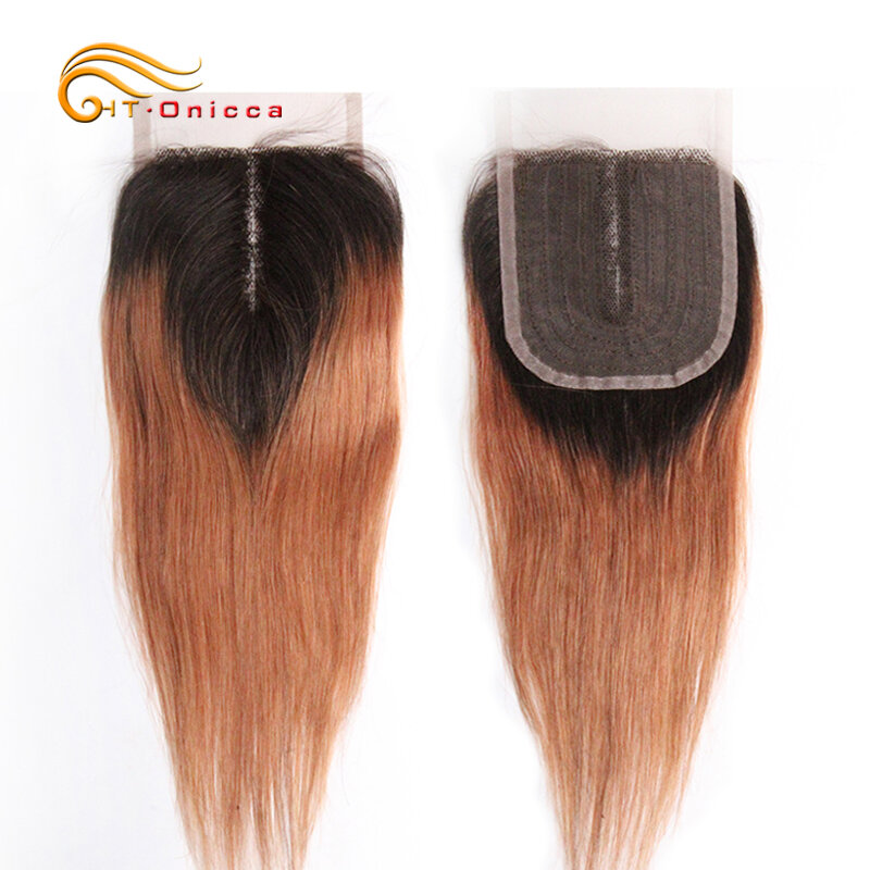 Htonicca-cabelo humano encaracolado com fechamento de laço, cabelo brasileiro, 4x1 t, cor natural, parte interna, fechos cacheados