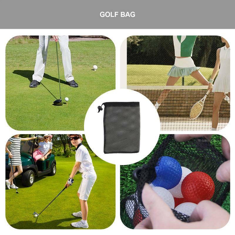 Multipurpose Nylon Golf Ball Carrier Bag, Bolsa de Economia de Espaço para Bolas de Tênis, Black Net Bag para Driving Range
