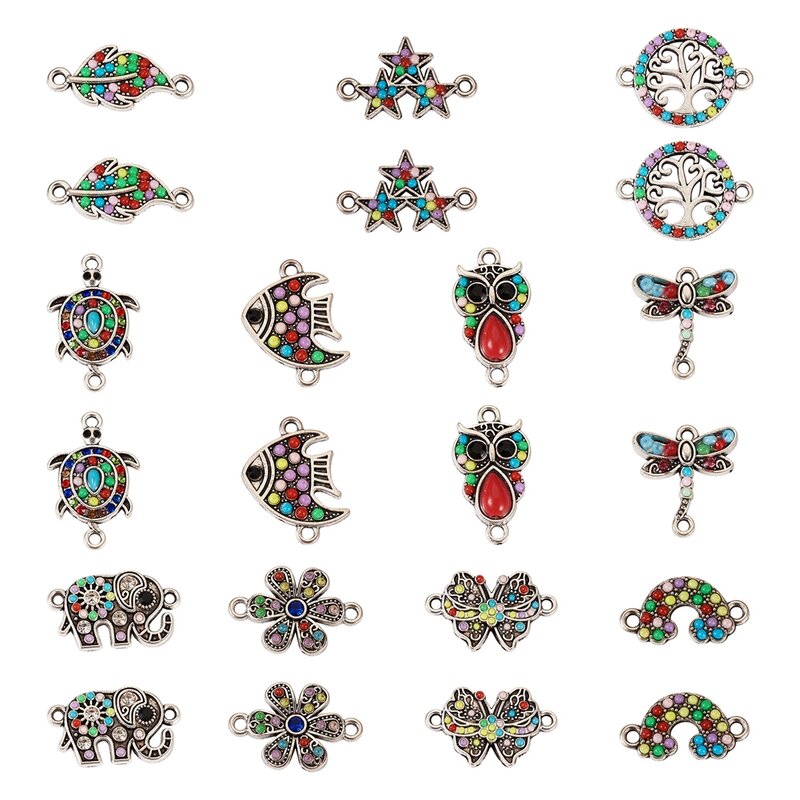 22Pcs Owl Fish Elephant Alloy Charms Animal Pendants For Jewelry Making Bracelet Necklace Connector Handmade Findings Crafts