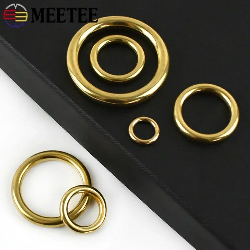 10/20Pcs 8-51mm Pure Brass O Ring Buckle Solid Copper Rings Hook Belt Hang Buckles Bag Stap Circle Connection Clasp Accessories