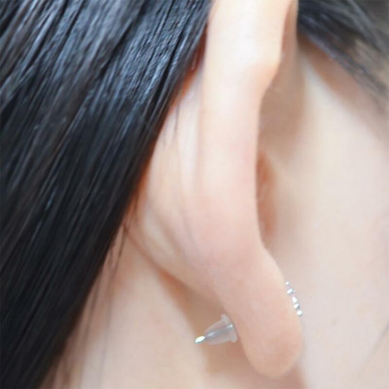 100pcs/lot Bullet-shaped Round Rubber Earring Backs Stoppers Ear Stud Earrings Cap Transparent Ear Plugging Blocked Studs