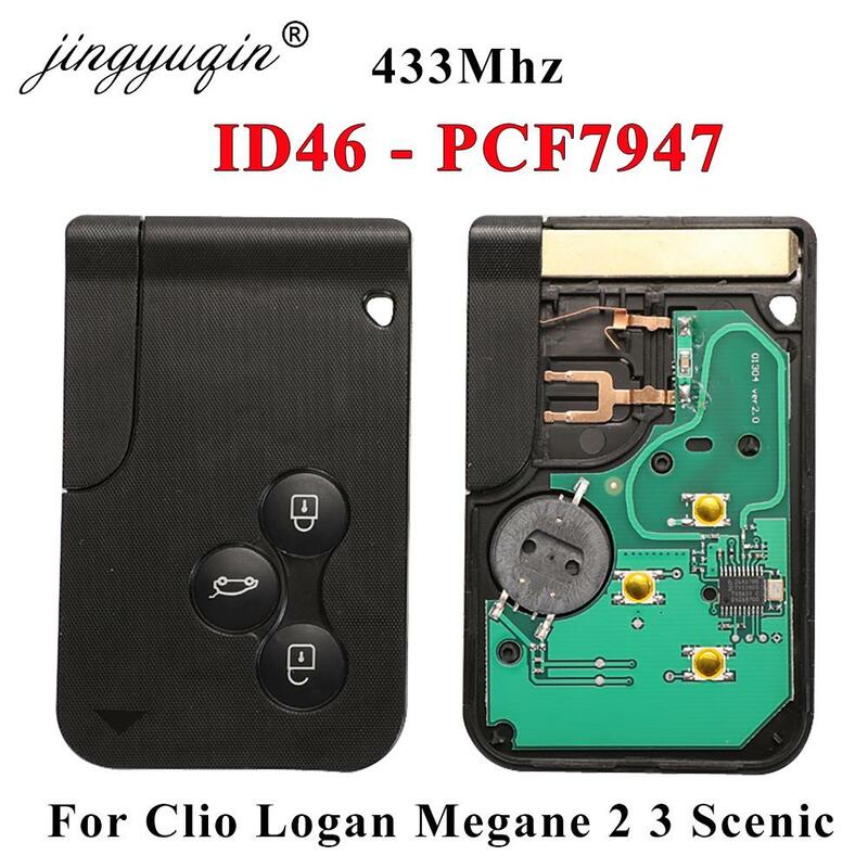 Smart Key Card for Renault Megane II Scenic II Grand Scenic 2003-2008 433mhz PCF7947 Chip ID46 3 Button Remote PCB Ultrasonic