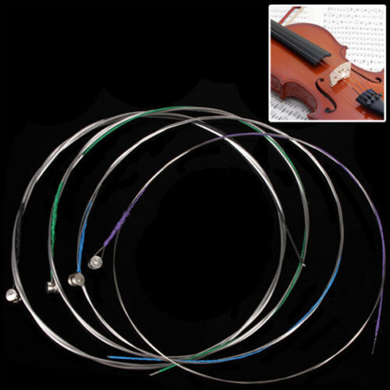 4 pezzi violino corde corde nucleo in acciaio nichel-argento avvolto con estremità a sfera nichelata per 4/4 3/4 violini corde per violino