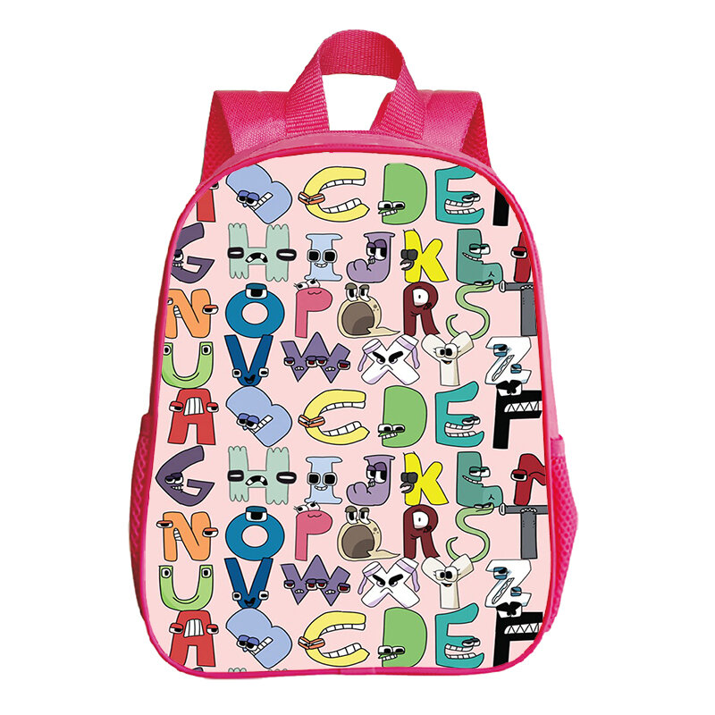 Mochilas rosas para niños, mochilas con estampado de la letra del alfabeto, mochilas impermeables para niños, mochilas escolares para niñas de preescolar