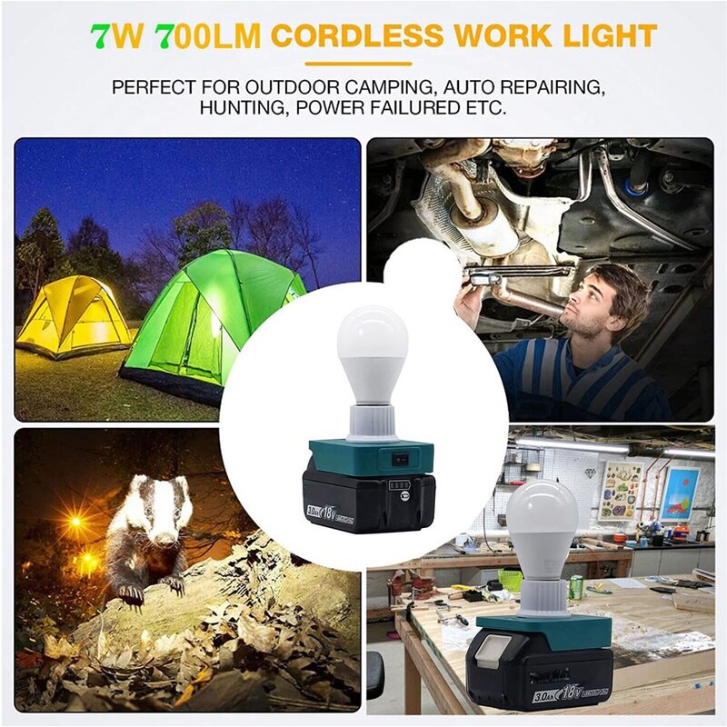 Werk Licht Led Lamp Draagbare 12-60V 1Pc Accessoires E27 Lamp Voor Makita 18V Serie Led Mini Lamp Buitenshuis & Binnenshuis