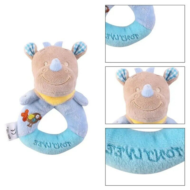 Baby Plush Rattle Cartoon Animals Crib Mobile Bed Bell Toys Puppy Cow Donkey Hedgehog Rhino Early Educational Toy Gift Hand Bell