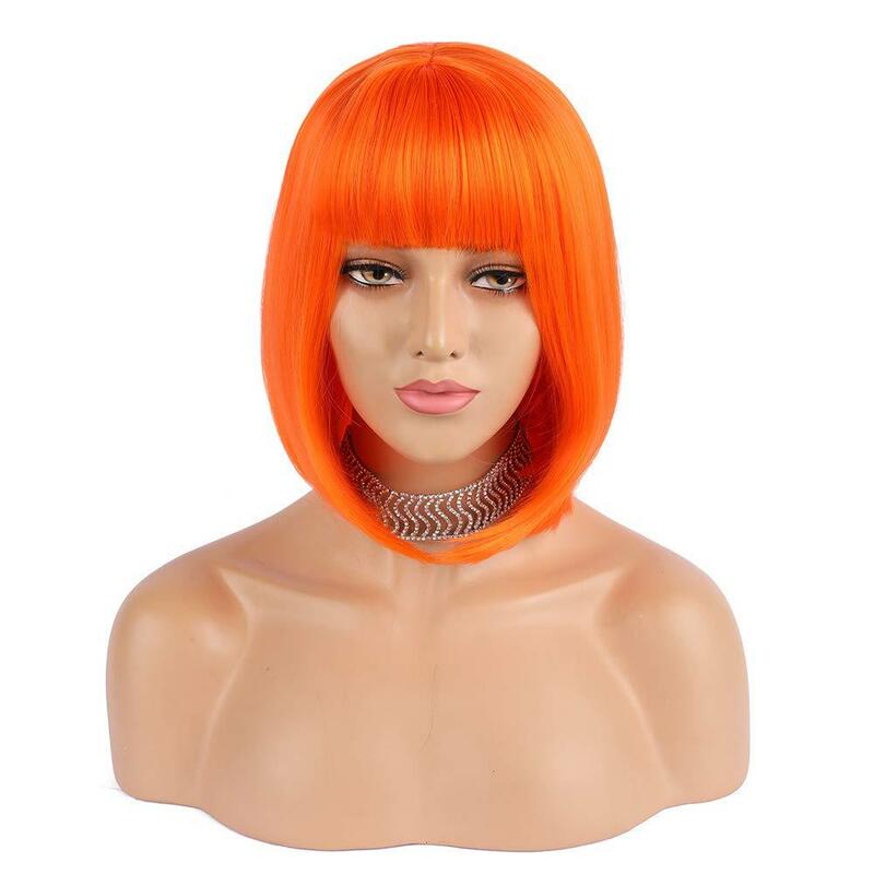 Film piąty element Leeloo Cosplay damska peruka pomarańczowe czerwone włosy żaroodporne syntetyczne peruki do włosów czapka przebranie na Halloween
