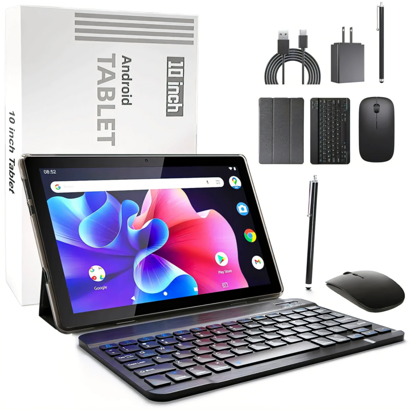 Tablet PC Android QPS, WiFi com teclado e mouse, Estreia mundial, 6em 1, 10.1 ", 6GB, 128GB