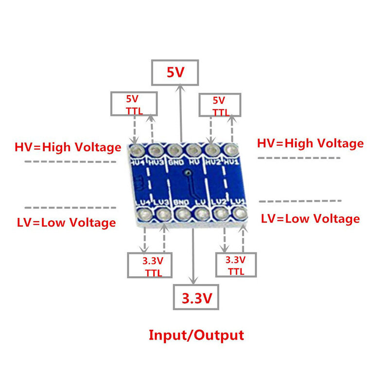 Cambiador de nivel lógico para Arduino, módulo bidireccional de 5/10 piezas, 4 canales, IIC, I2C, reductor de seguridad, convertidor de nivel de 3V a 5V