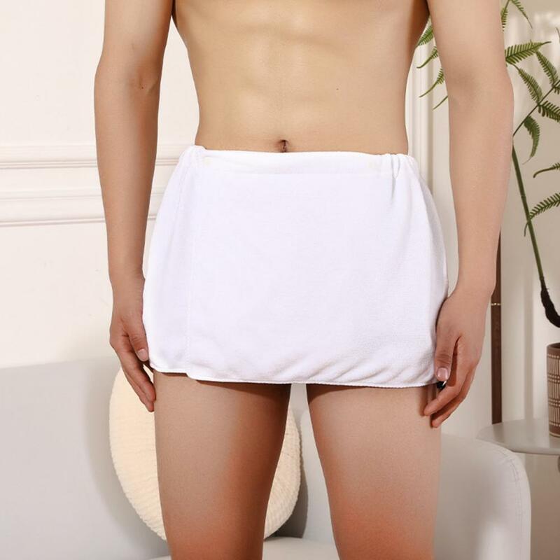 Jubah mandi pendek Pria, dapat disesuaikan dengan pinggang elastis pakaian rumah baju tidur dengan saku handuk Spa untuk olahraga luar ruangan Gym