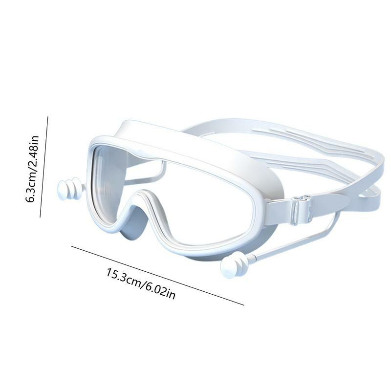 Mens Goggles For Swimming Wide View Swim Eyewear Anti-Fog Silicone Glasses With Earplugs No Leaking Swim Snorkeling Goggles