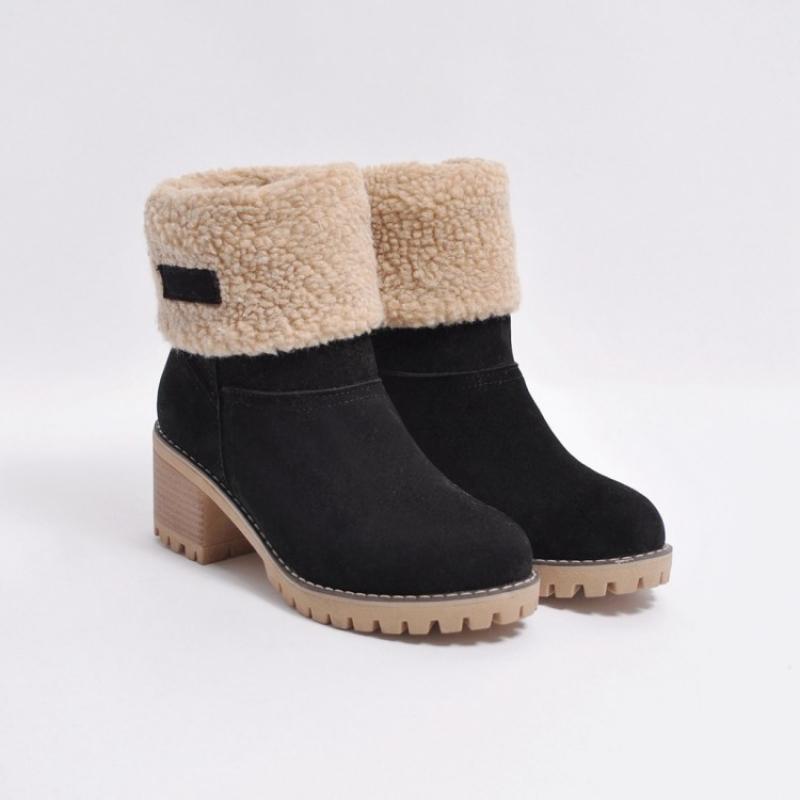 2022 botas de neve quente de inverno das senhoras botas de lã quente ankle boot sapatos confortáveis plus size casual meados botas