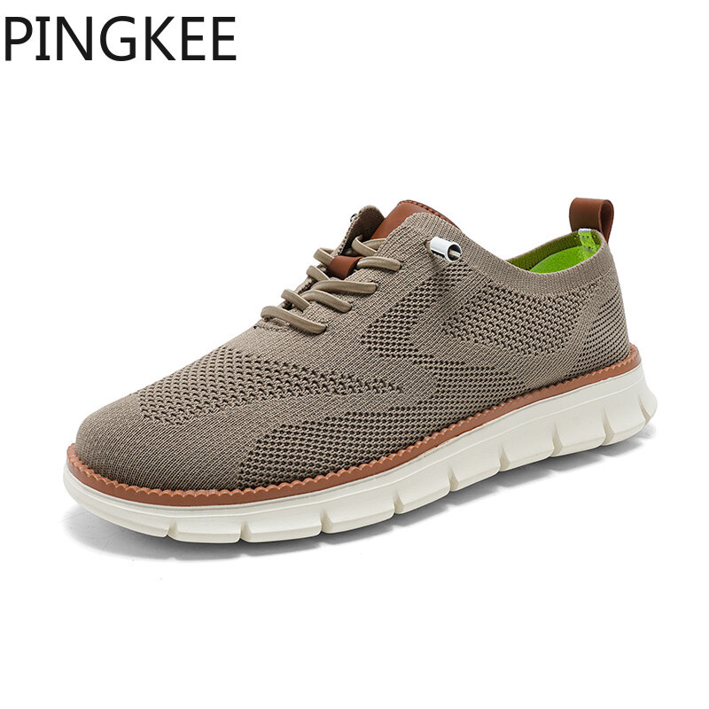 Pingkee รองเท้าผ้าใบผ้าตาข่ายสำหรับผู้ชาย, รองเท้าออกซ์ฟอร์ดรองเท้าตาข่ายออกแบบด้านบนมีความยืดหยุ่นทนทาน