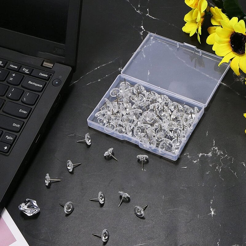 100 ชิ้นขนาดเล็กรอบ Pushpins กล่อง Office Cork Board อุปกรณ์สำหรับ Home โรงเรียนอนุบาล DIY Photo Wall ตกแต่ง Dropship