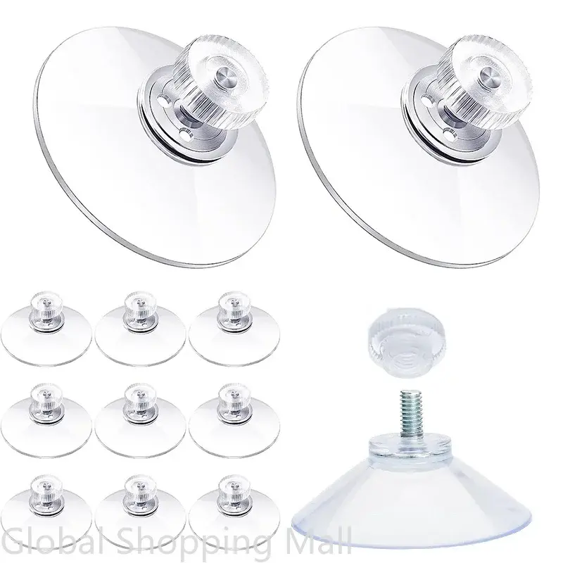 5/10Pcs Suction Cup Hooks with Screw Nut 25/32/41/53mm Clear Sucker Pads Strong Adhesive Suction Holder for Glass Bathroom Door