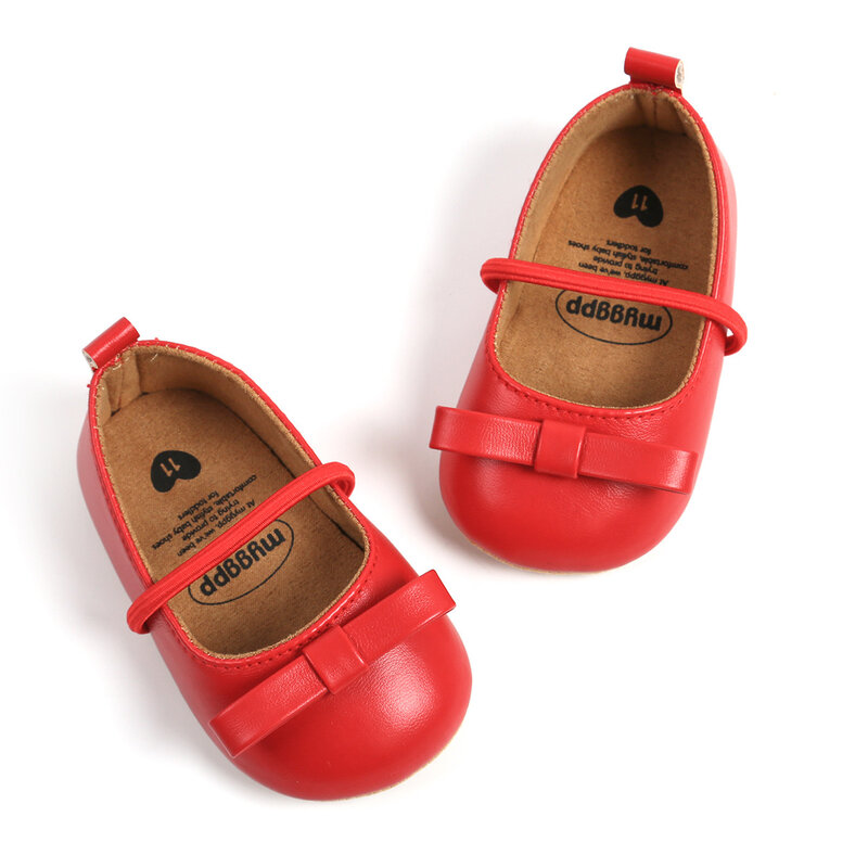 KIDSUN-Baby Girls Princess Shoes com arco, First Walker, sapatos de berço infantil, antiderrapante, borracha, sola macia, recém-nascida, 0-18 meses