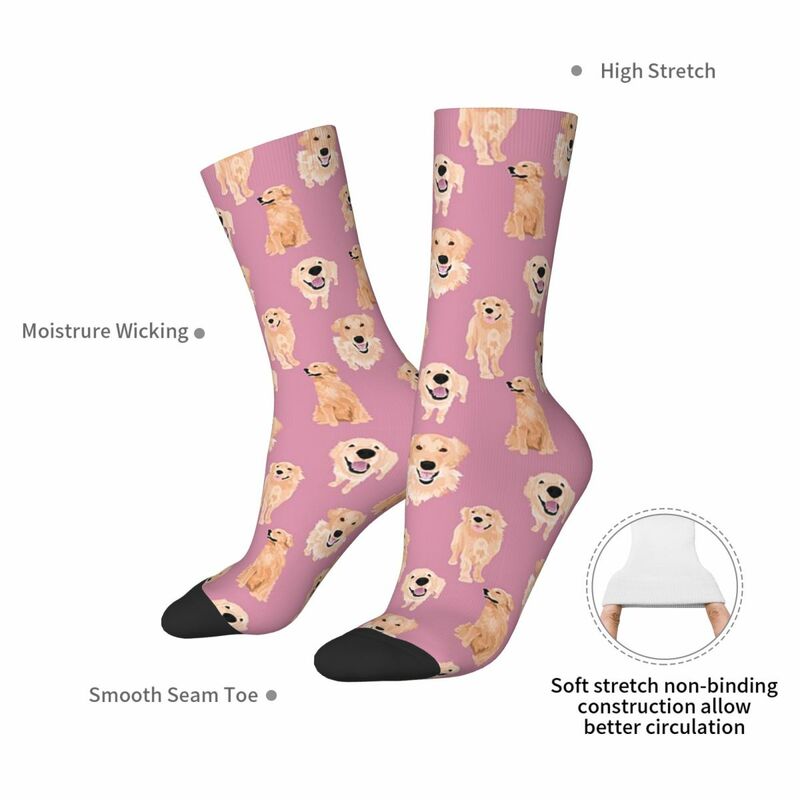 Золотые извлекающие розовые носки, супер мягкие чулки в стиле Харадзюку, всесезонные длинные носки, аксессуары для подарка унисекс