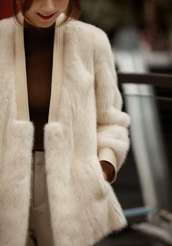 Пальто из искусственного меха, зимняя теплая короткая куртка из искусственного меха норки и кролика, элегантная женская куртка, корейская мода