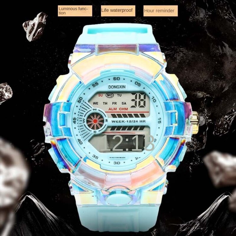 Zegarki elektroniczne LED wielofunkcyjny zegarek studencki z dużą tarczą i modnym wodoodpornym sportowy cyfrowy męska studentka