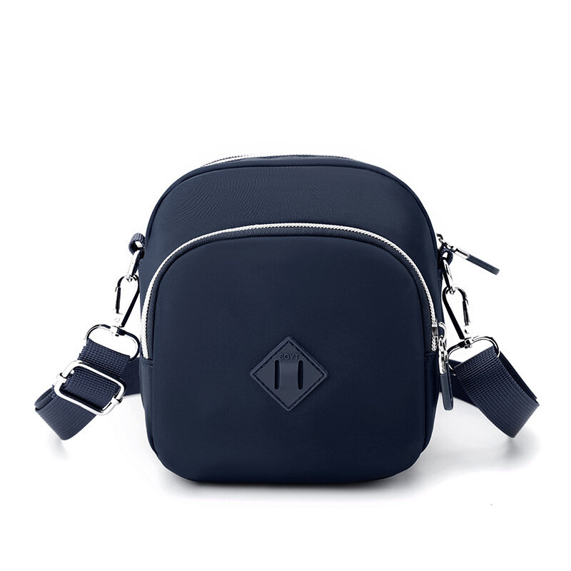 Однотонные мини-сумки 6 цветов, простая модная маленькая милая сумка для телефона, 3-слойная Повседневная нейлоновая мини-сумка, легкая женская сумка через плечо