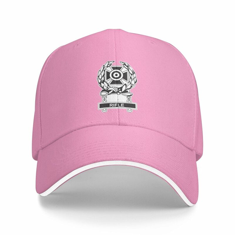 Army Badge Marksman Badge Expert w Rifle Unisex Baseball Caps Sandwich Caps Dad Hat Casual hat, Pink