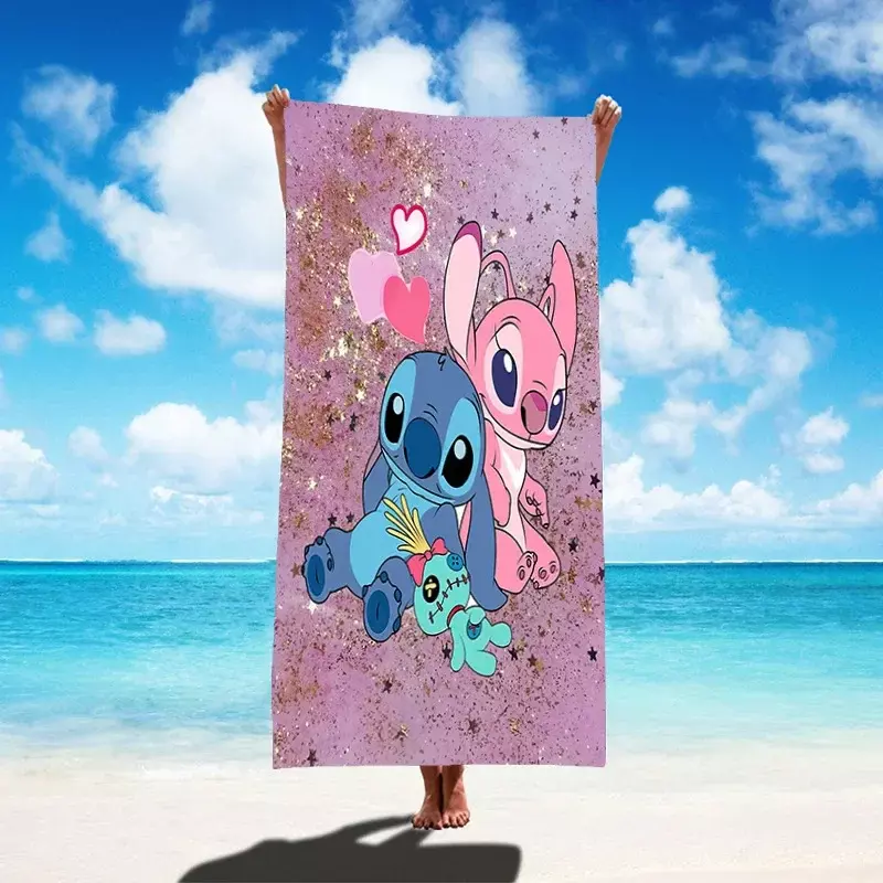 Serviette de bain dessin animé Disney Stitch, figurines d'anime CAN o & Stitch, serviette de plage pour enfants, serviette de bain d'été, fournitures scolaires, 75x150cm