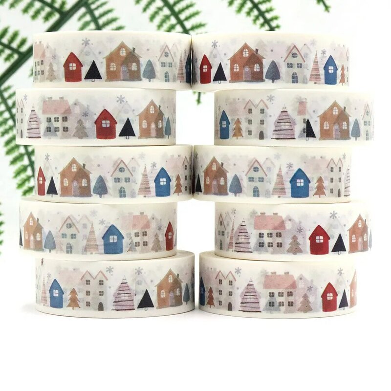 NEW 10PC 15mm x 10m Cozy Winter House  Snow Tape Scrapbooking Paper Masking Adhesive Washi Tapes stickers stationary supplies