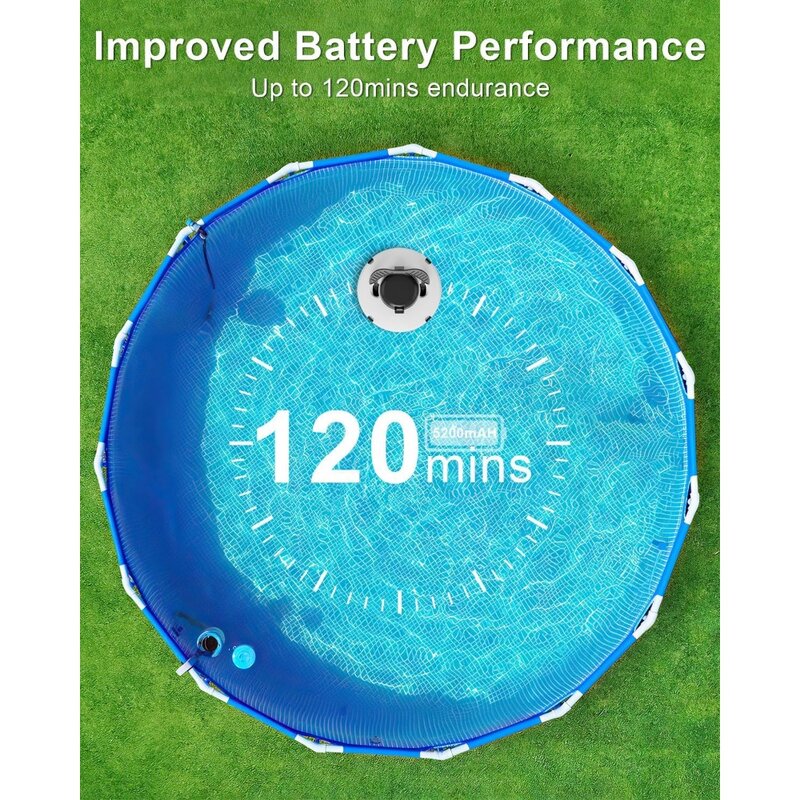 Cordless Pool Vacuum Cleaner, Robotic Pool Cleaner Dual Motors Strong Suction, 120 Mins Runtime, Auto-Dock, up to 1000 Sq.Ft