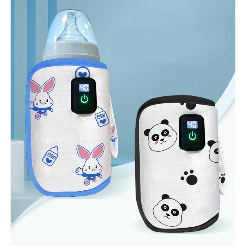 K5DD Travel นมความร้อน Keeper USB เครื่องอุ่นนมกระเป๋าสำหรับรถเข็นเด็กทารกพยาบาลขวดเครื่องทำความร้อนพร้อมจอแสดงผลดิจิตอล Backlit