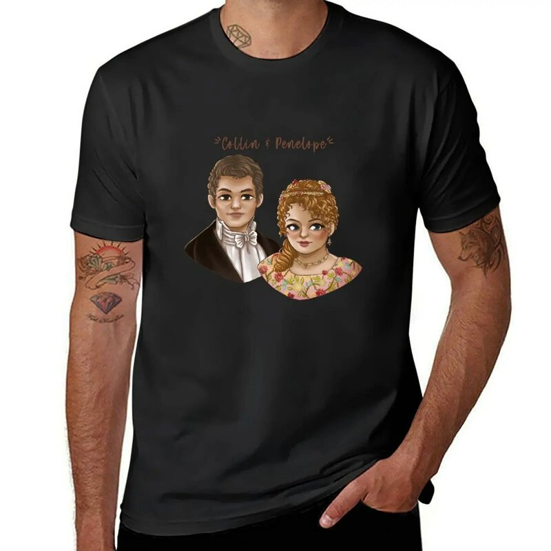 Amo Collin e Penelope camiseta, roupas vintage, tops gráficos bonitos para homens