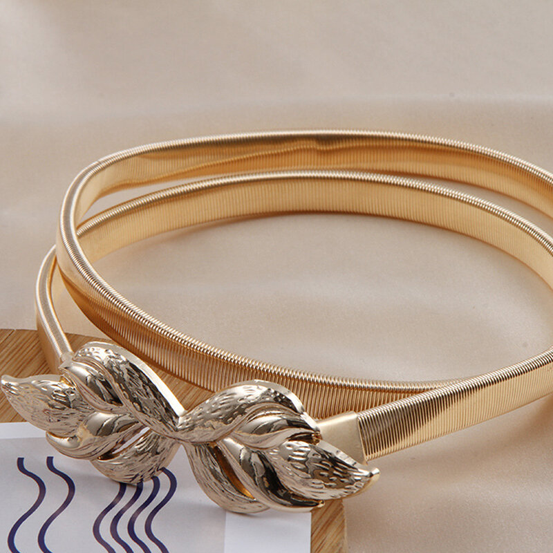 Cinturón de cintura con lazo elástico dorado para mujer, vestido versátil de diseñador, cadena de cintura decorativa, accesorios de ropa