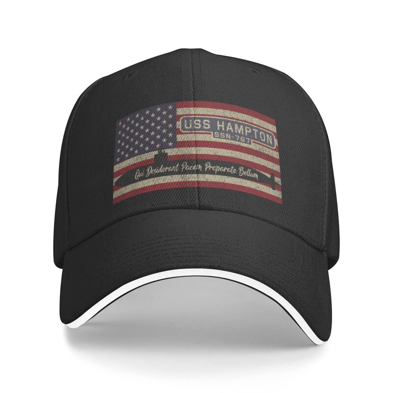 USS 햄튼 Ssn-767 남녀공용 샌드위치 야구 모자, 클래식 트럭 운전사 모자, 조절 가능한 카스케트 아빠 모자, 블랙