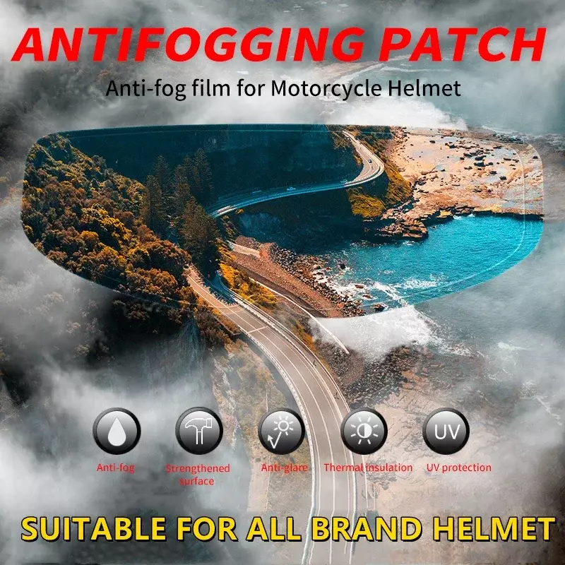 Film pelindung helm, helm bening anti-kabut Patch tahan hujan lensa Universal Visor sepeda motor tahan kabut aksesoris Moto