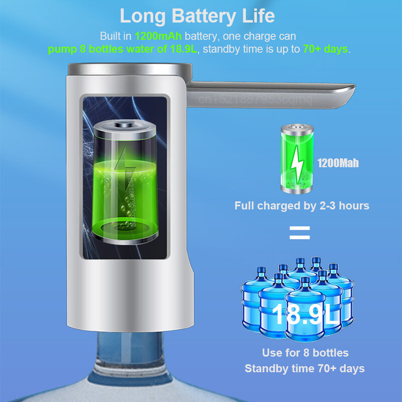 Electric Water Gallon Bottle Pump Automatic Water Dispenser Pump 19 Liters Foldable Desktop Water Bottle Pump H3 Rechargeable