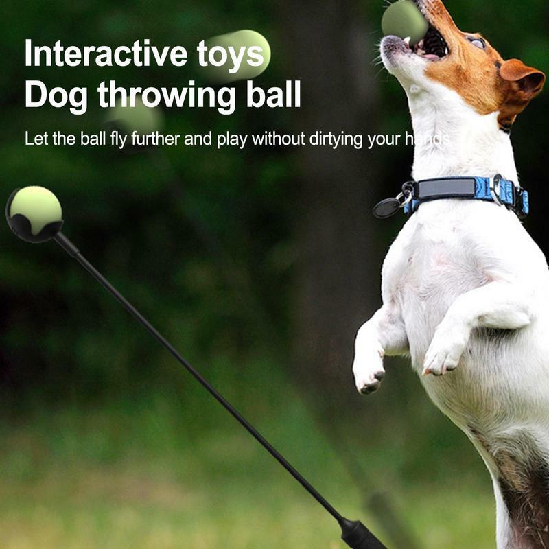 แท่งขว้างลูกสุนัขแบบโต้ตอบด้ามจับกันลื่นสำหรับสุนัขลูกบอลขว้างลูกบอลของเล่นสัตว์เลี้ยงแบบพับเก็บได้