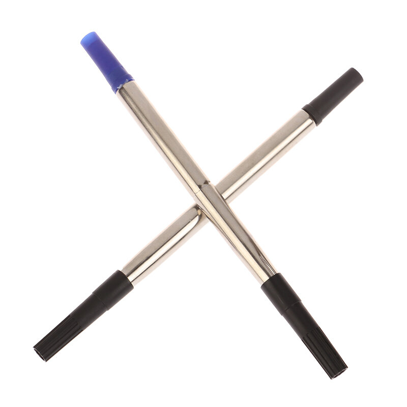 Isi ulang pena logam Universal, 2 buah gaya Parker tinta biru standar 0.5/0.7mm pulpen isi ulang Nib aksi dorong sedang isi ulang