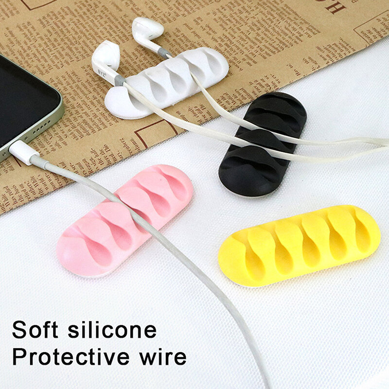 Silicone Cable Organizer USB Data Cable Winder Flexible Cable Management Cord Clips Self Adhesive Snap Organizer Car Wire Holder