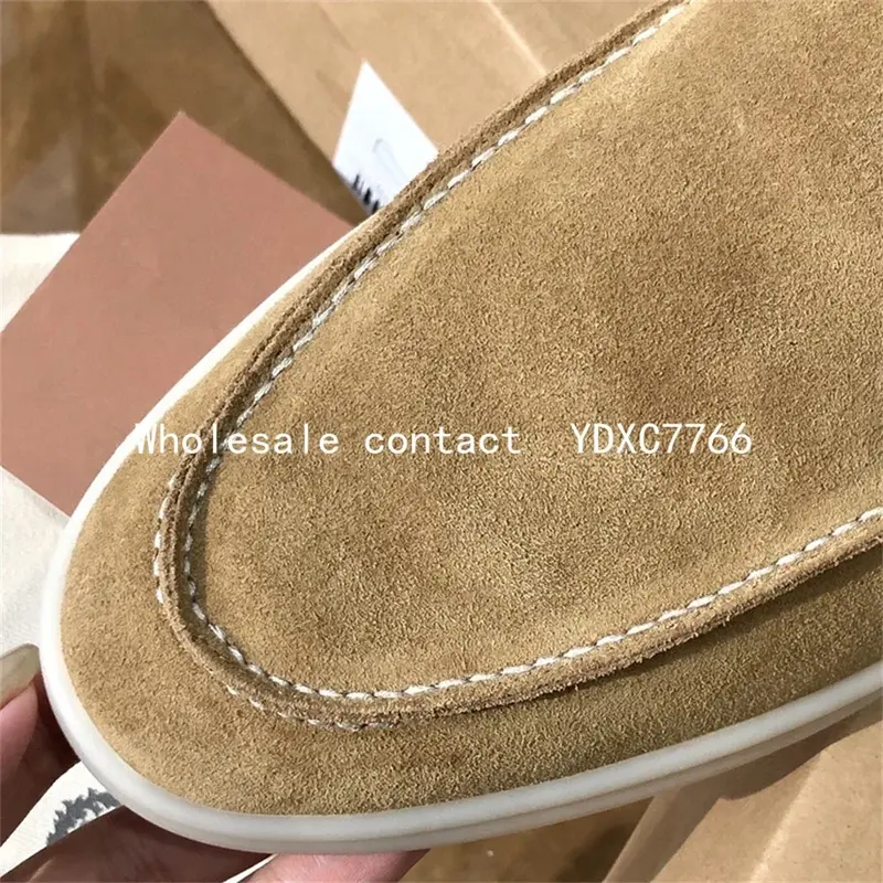 New lady summer moccasin men's Suede Leather flat bottom walking shoes 2024 spring and autumn soft bottom women's casual shoes