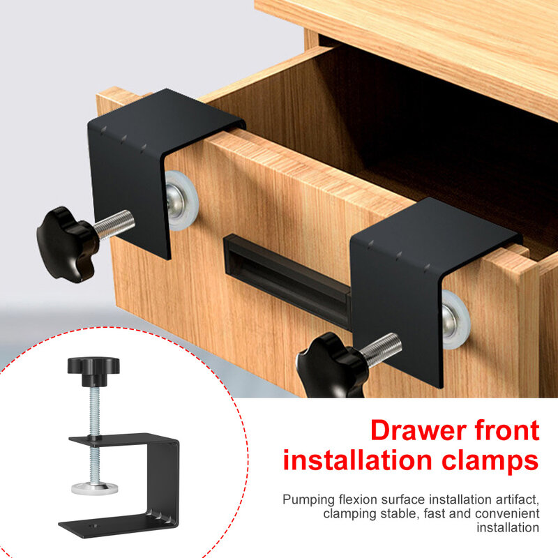 Drawer Front Installation Clamps Portable Drawer Panel Mounting Clips Carpenter Steel Woodworking Cabinet Tool Jig Accessories