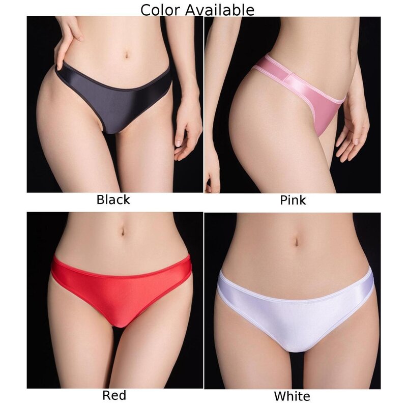 Women Shiny Silky Seamless Panties Low-waisted Skin-friendly Briefs Hollow Out Open Buttocks Sexy Erotic Underpants Underwear