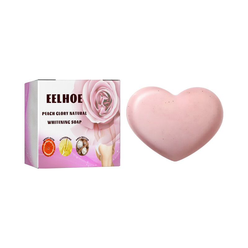Eelhoe-jabón de PP en forma de corazón, color rosa melocotón, suave, aclara la melanina y ilumina las nalgas, limpieza corporal y jabón de belleza