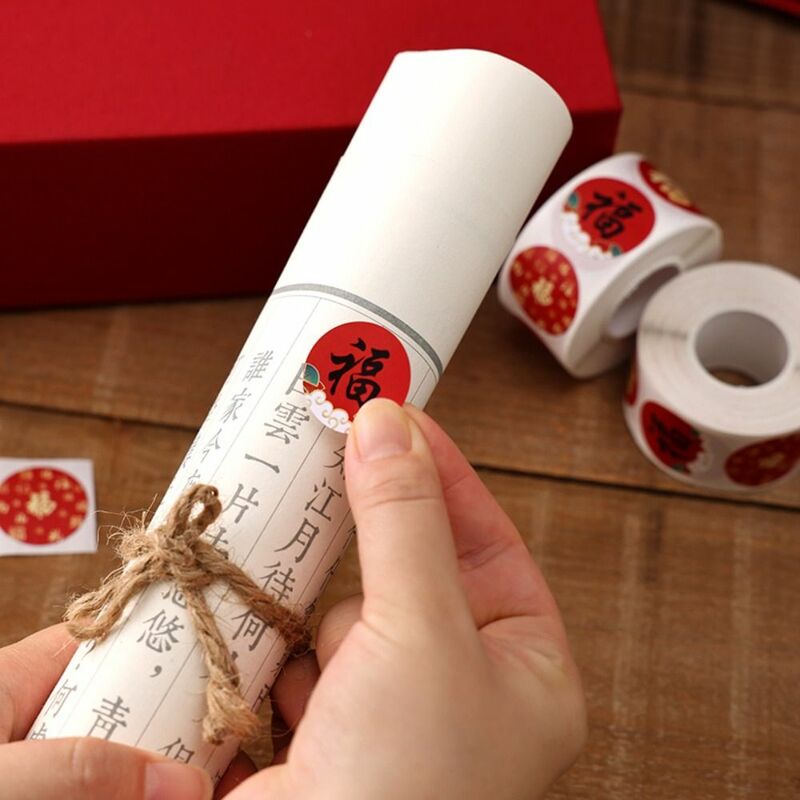 Rollo de sello DIY para embalaje de regalo, de 1 pulgada de buena suerte pegatina/2,5 cm, etiqueta adhesiva de Feliz Año Nuevo, los mejores deseos