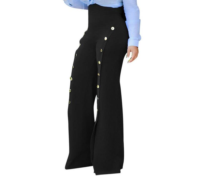 New 2023 Women's Hot Selling Casual Fashion Button Split Horn Pants In Stock
