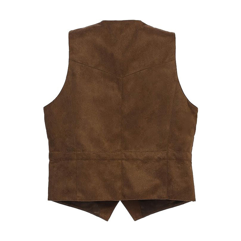 Retro Vest Voor Mannen Slim Fit Vest Bruiloft Pak Vintage Mode Mouwloze Zwart Grijsbruine Koffie