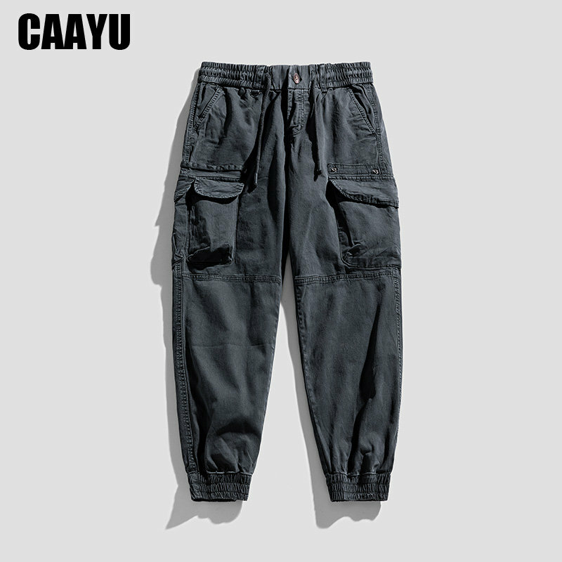 Брюки-карго CAAYU мужские, модные джоггеры, Корейская уличная одежда в стиле хип-хоп, тактические повседневные хлопковые черные штаны для бега