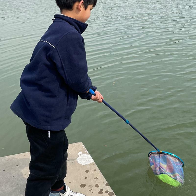 Kids Fishing Net Bait Net With Telescopic Pole Fishing Mesh Net Fishing Equipment Net Bait Net Fun Kids Fishing Toy Beach Toy