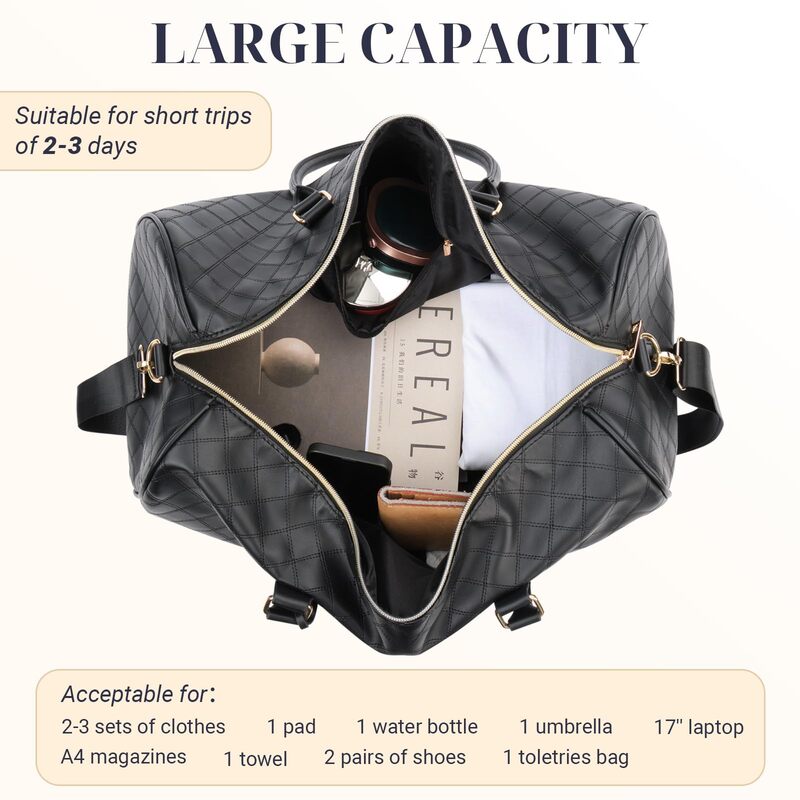 Weekender Garment Duffle Bag para homens e mulheres, grande capacidade, dobrável, bolsa de viagem noturna, bolsa de higiene pessoal, mala de viagem