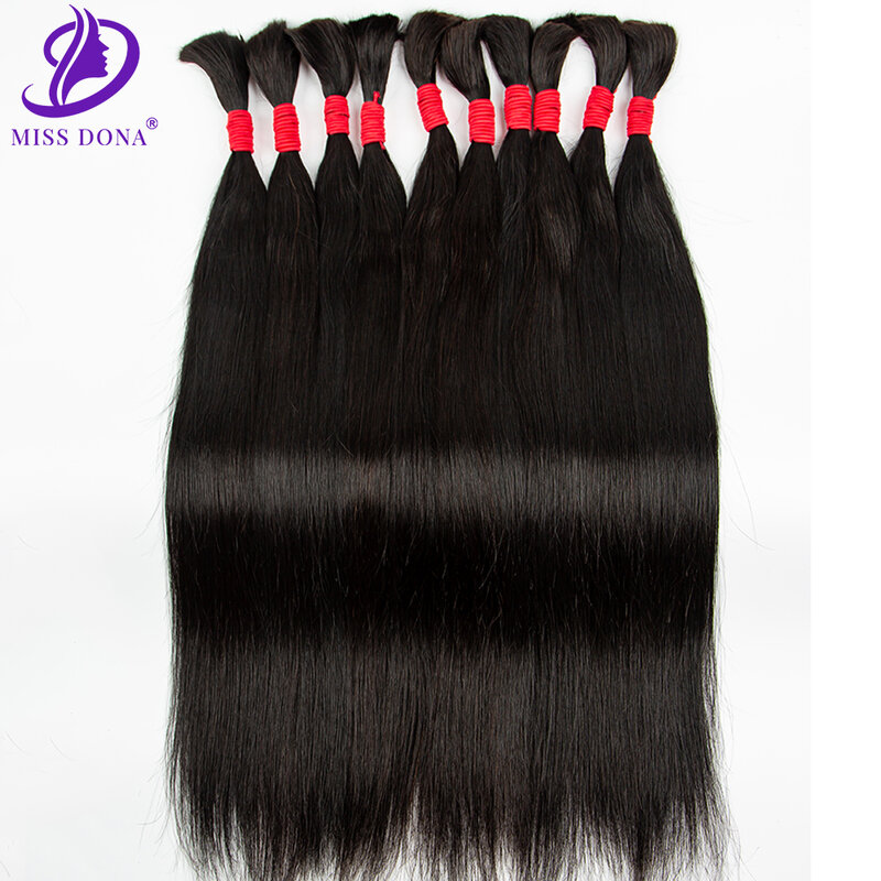 Extensões em massa de cabelo humano preto, cabelo reto para trançar, extensão do cabelo humano virgem, uso do cabeleireiro