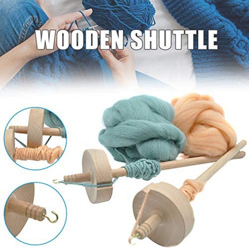 Husillo de gota de 2 piezas para hilado de lana, herramienta de madera tallada a mano para principiantes